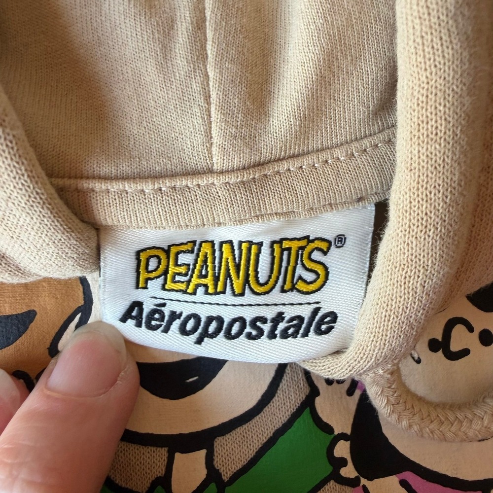 Aeropostale Peanuts Hoodie Graphic Sweatshirt Modern Womens Size Medium Tan - Picture 2 of 6
